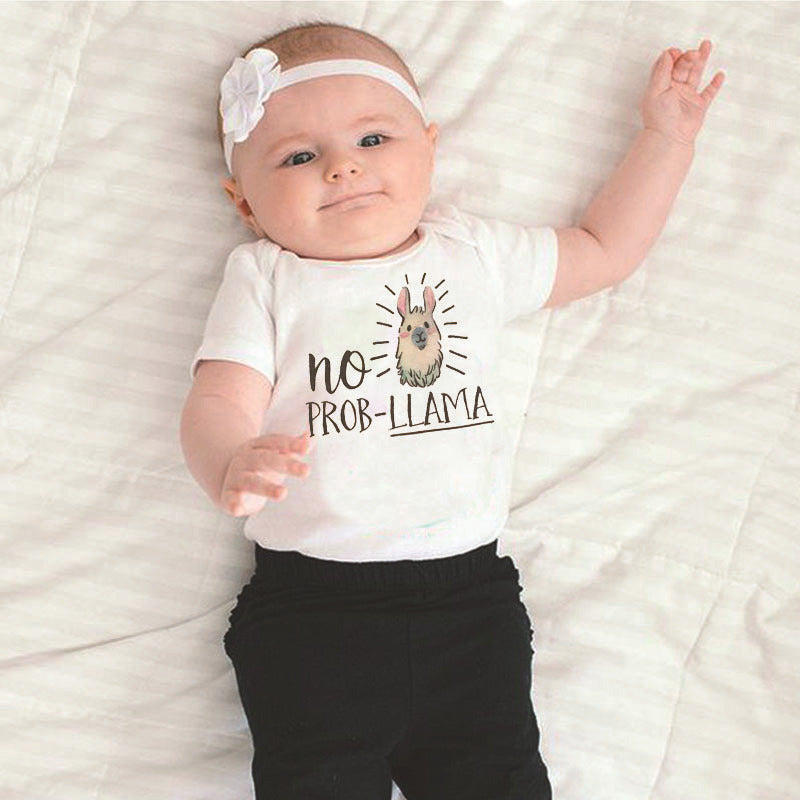 New European And American Style No Prob Llama Personalized Printing Baby Onesies