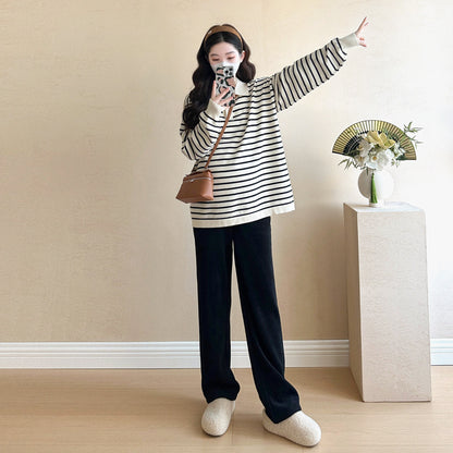 Büyük Beden Çizgili Kazak