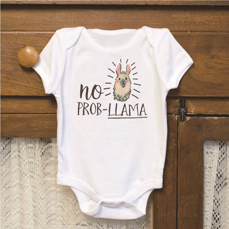 New European And American Style No Prob Llama Personalized Printing Baby Onesies