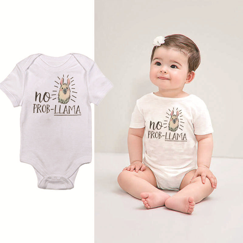 New European And American Style No Prob Llama Personalized Printing Baby Onesies