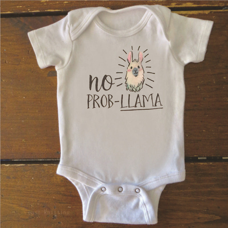 New European And American Style No Prob Llama Personalized Printing Baby Onesies
