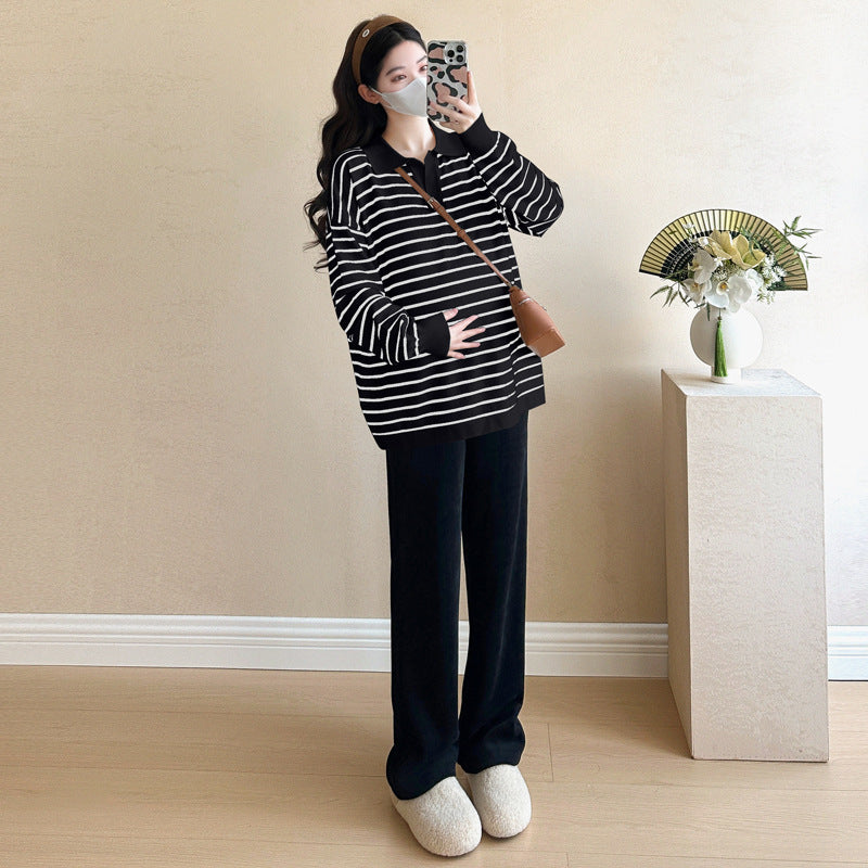 Büyük Beden Çizgili Kazak