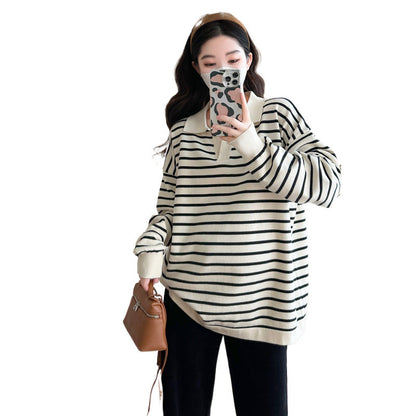 Büyük Beden Çizgili Kazak