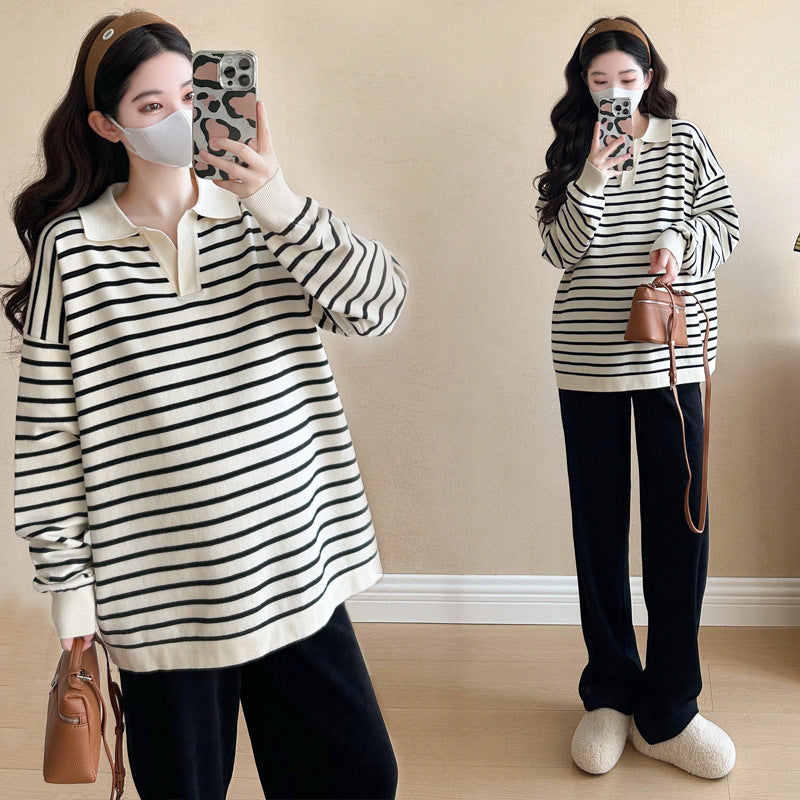 Büyük Beden Çizgili Kazak