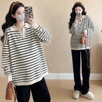 Büyük Beden Çizgili Kazak