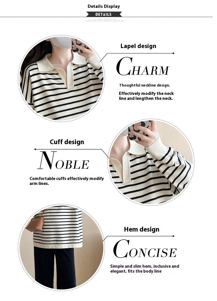 Büyük Beden Çizgili Kazak