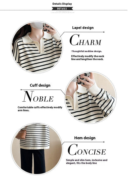 Büyük Beden Çizgili Kazak